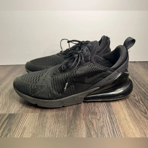 🔥Nike Air Max 270 Triple Black Breathable Mesh Men Athletic Sneakers Size 10.5 - Picture 3 of 12